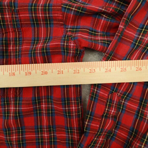 Chaps Ralph Lauren Vintage Men's Red Navy Blue Plaid Button Up Shirt Size Medium - Picture 5 of 8